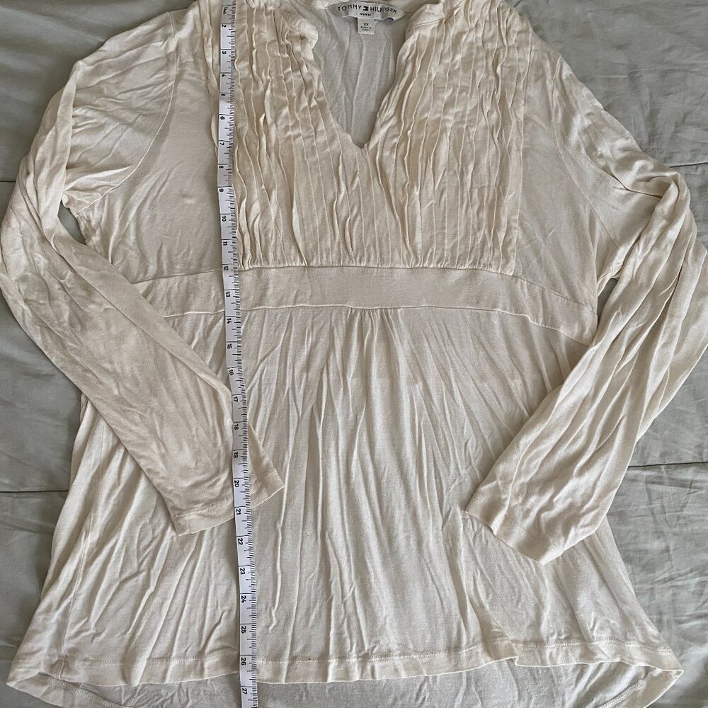 Tommy Hilfiger Womens Blouse Off-white 2X Button Long Sleeve Top
